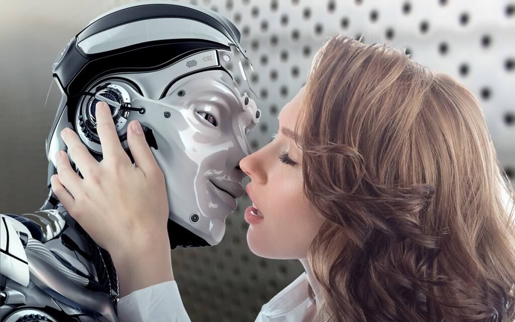 Women kisses Sex Robot