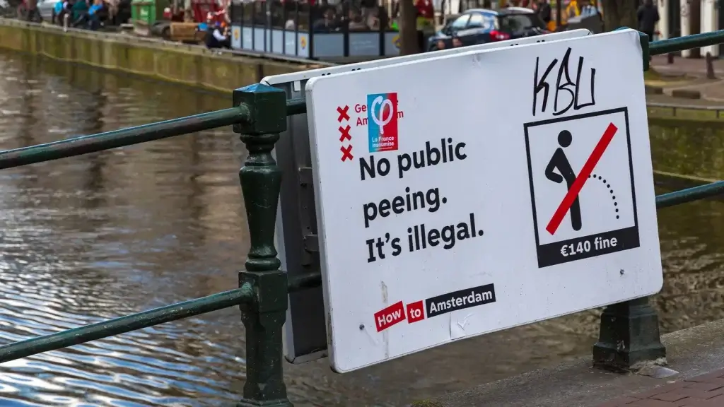 Signs across Amsterdam now remind visitors that it is not okay to urinate in public 